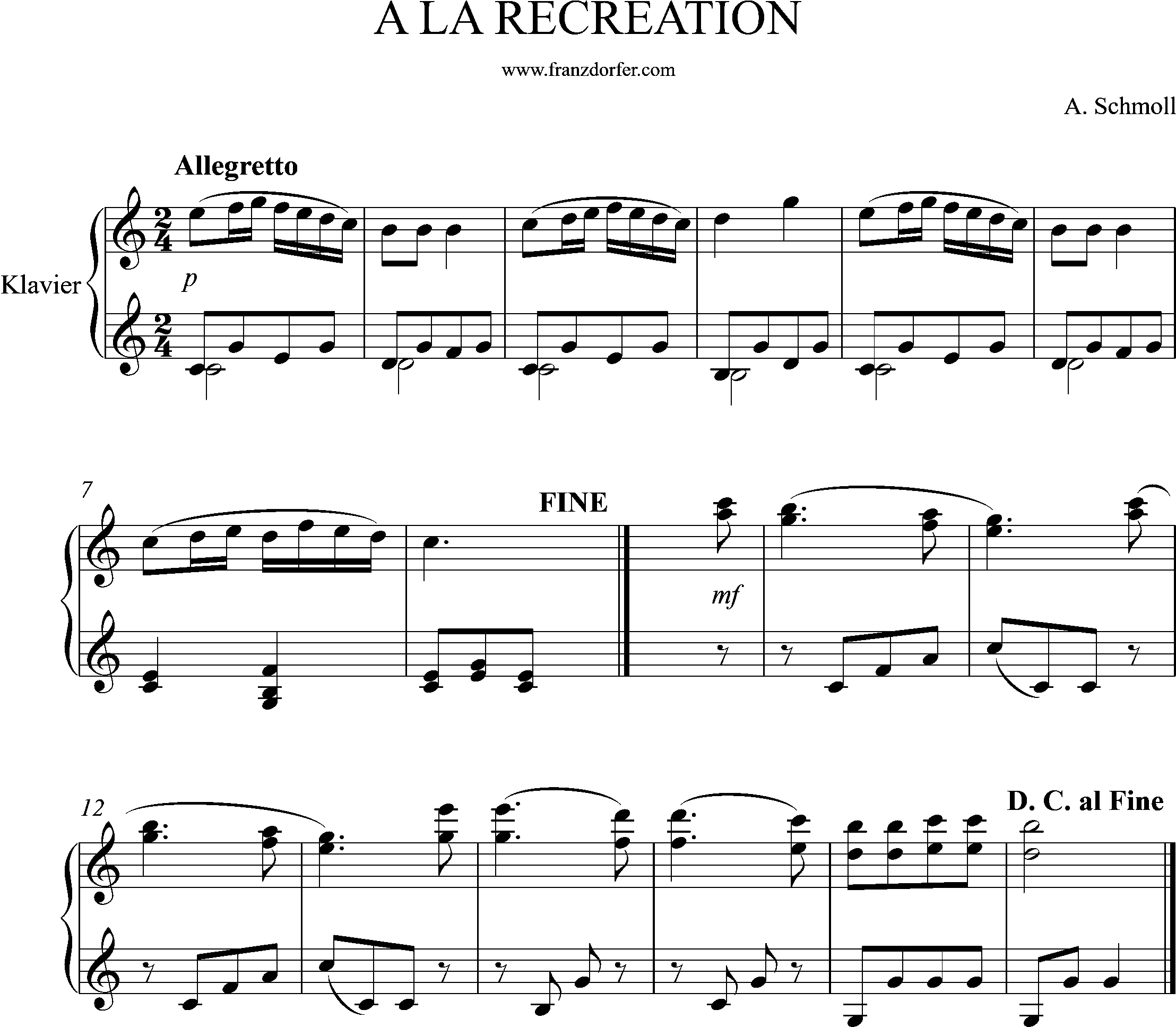 klaviernote, a la recreation